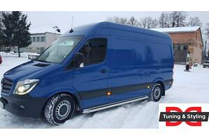 Бокові пороги Premium (2 шт., нерж.) d60, Long/ExtraLong для Volkswagen Crafter 2006-2017рр