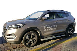 Боковые пороги Tayga Grey (2 шт., алюминий) для Hyundai Tucson TL 2016-2021 гг