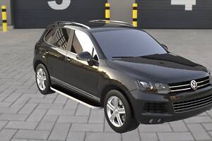 Боковые пороги Tayga Grey (2 шт., алюминий) для Volkswagen Touareg 2010-2018 гг