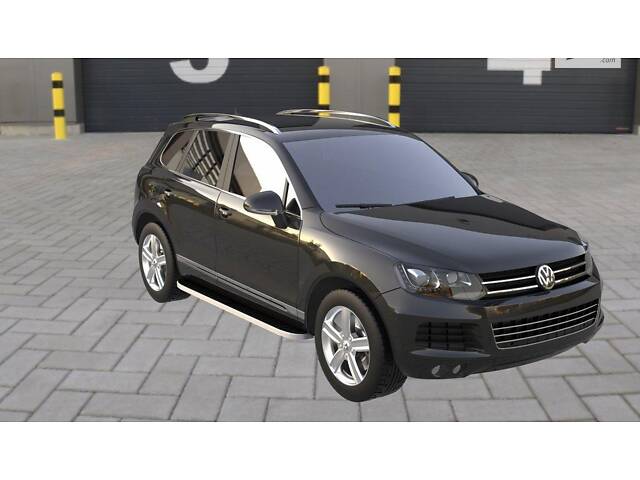 Боковые пороги Tayga Grey (2 шт., алюминий) для Volkswagen Touareg 2010-2018 гг