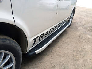 Боковые пороги Volkswagen T5 Caravelle 2004-2010 Fullmond (2 шт, алюм) Длиинная база Erkul