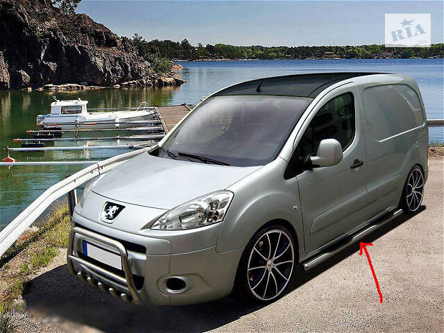 Боковые трубы (2 шт., нерж.) 51мм, без пластиковых подножек для Citroen Berlingo 2008-2018 гг