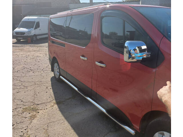 Боковые трубы (2 шт., нерж.) 70 мм, длинная база для Opel Vivaro 2015-2019 гг - Фото 1