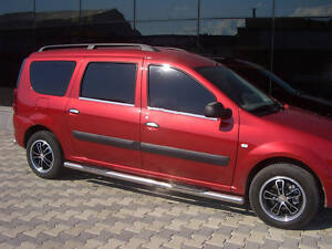 Боковые трубы (2 шт., нерж.) 70 мм, с пластиковыми вставками для Dacia Logan MCV 2004-2014 гг
