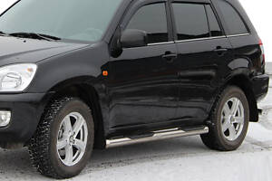Боковые трубы (2 шт., нерж.) Ø70 с пластиковыми вставками для Chery Tiggo 1