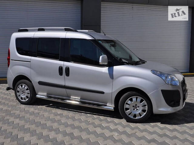 Боковые трубы (2 шт., нерж.) 70мм, Макси база для Fiat Doblo II 2010-2022 гг - Фото 1