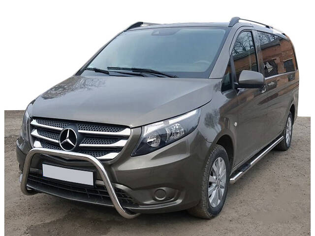 Боковые трубы 2 шт., нерж.) d70, Длинная база для Mercedes Vito/V-class W447 2014- гг - Фото 1