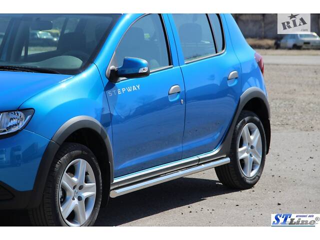 Боковые трубы BB001 (2 шт, нерж) 60 мм для Renault Sandero 2013-2022 гг - Фото 3