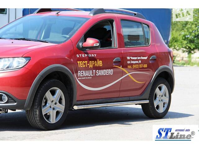 Боковые трубы BB001 (2 шт, нерж) 60 мм для Renault Sandero 2013-2022 гг - Фото 4