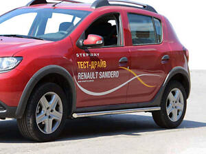 Боковые трубы BB001 (2 шт, нерж) 60 мм для Renault Sandero 2013-2022 гг