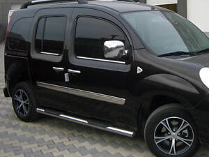 Боковые трубы BB002 (2 шт., нерж.) 60 мм, длинная база для Renault Kangoo 2008-2020 гг