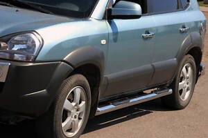 Боковые трубы BB002 (2 шт., нерж.) для Hyundai Tucson JM 2004- гг