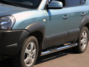 Боковые трубы BB002 (2 шт., нерж.) для Hyundai Tucson JM 2004- гг