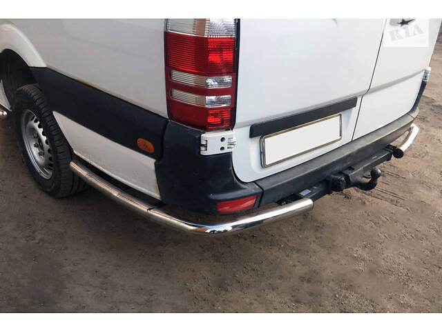 Боковые трубы за задним колесом угловые (2 шт, нерж) Средняя для Mercedes Sprinter W907/W910 2018- гг - Фото 1