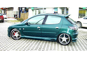 Боковые юбки (под покраску) для Peugeot 206