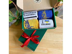 Бокс жіночих патріотичних шкарпеток 36-41 на 4 пари в коробці весна-осінь