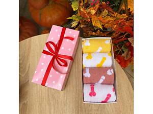 Бокс жіночих високих шкарпеток 'Цюцюрки' 36-41 на 4 пари у подарунковій коробці