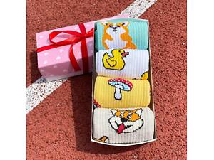 Бокс жіночих високих якісних шкарпеток 36-41 на 4 пари у подарунковій коробці