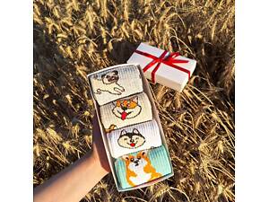 Бокс жіночих високих якісних шкарпеток 'Собачки' 36-41 на 4 пари у подарунковій коробці