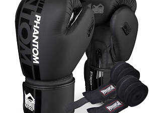 Боксерські рукавиці Phantom APEX Black 10 унцій (Бинти 4м. в подарунок)