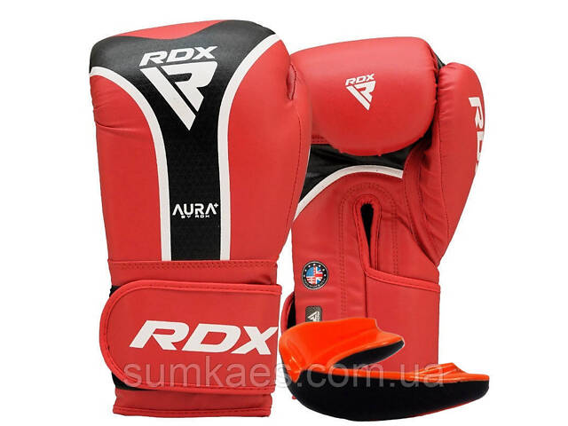 Боксерські рукавиці RDX AURA PLUS T-17 Red/Black 16 унцій (капа в комплекті)