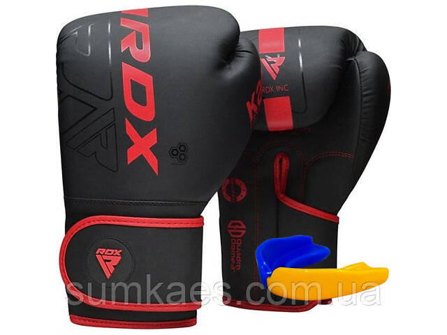 Боксерські рукавиці RDX F6 Kara Matte Red 8 унцій (капа в комплекті) - Фото 1
