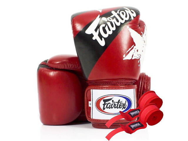 Боксерські рукавиці Fairtex BGV1 Nation Print Red 14 унцій (бинти в комплекті) - Фото 1