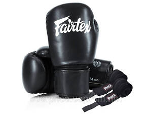 Боксерские перчатки Fairtex BGV27 Black 14 унций (бинты в комплекте), Оригинал!