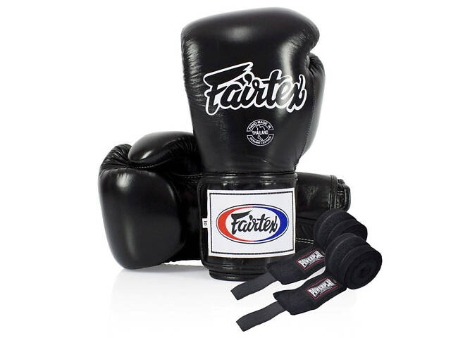 Боксерські рукавиці Fairtex BGV5 Black 10 унцій (бинти в комплекті) - Фото 1