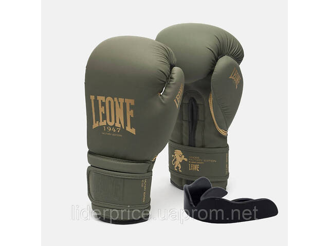 Боксерські рукавиці Leone GN059G MILITARY EDITION Green 16 унцій (капу в комплекті), Оригінал! - Фото 1