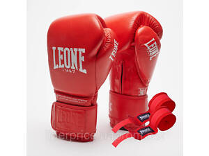Боксерские перчатки Leone GN111 THE GREATEST Red 12 унций (бинты 4 м. в комплекте), Оригинал!