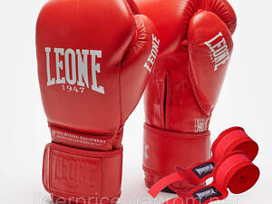 Боксерські рукавиці Leone GN111 THE GREATEST Red 12 унцій (бинти 4 м. в комплекті), Оригінал!