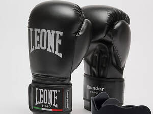 Боксерские перчатки Leone GN383 THUNDER Black 16 унций (капа в комплекте)