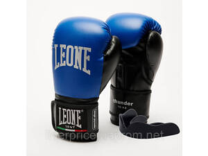 Боксерские перчатки Leone GN383 THUNDER Blue 10 унций (капа в комплекте), Оригинал!