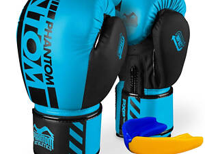 Боксерские перчатки Phantom APEX Neon Blue 12 унций (капа в подарок)