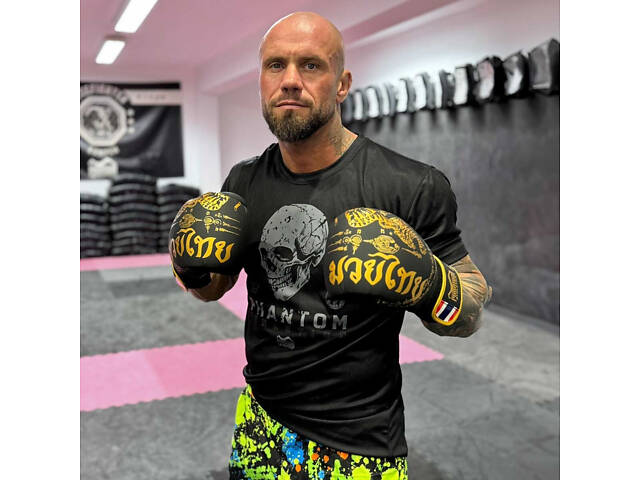 Боксерські рукавиці Phantom Muay Thai Black Gold 16 унцій (Бинти 4м. в подарунок) - Фото 5