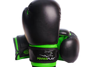 Боксерські рукавиці PowerPlay 3004 JR 6 унцій Чорно-Зелені