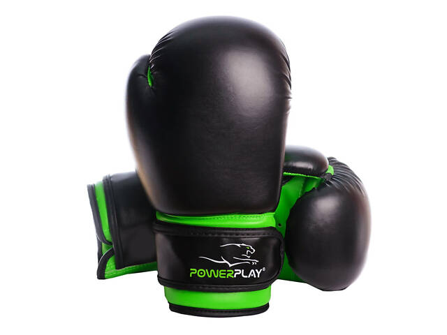 Боксерські рукавиці PowerPlay 3004 JR Classic Чорно-Зелені 6 унцій - Фото 2