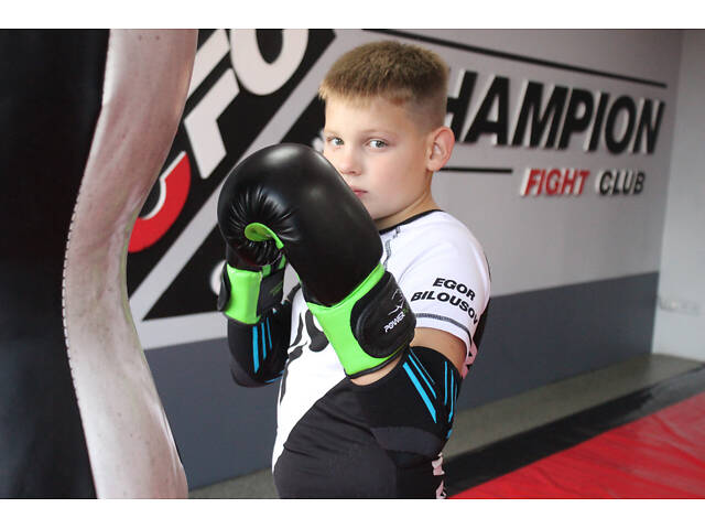 Боксерські рукавиці PowerPlay 3004 JR Classic Чорно-Зелені 6 унцій - Фото 6