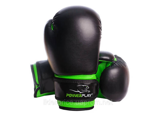 Боксерські рукавиці PowerPlay 3004 JR Classic Чорно-Зелені 6 унцій, Оригінал! - Фото 2