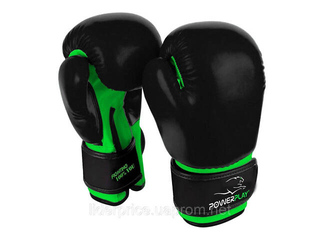 Боксерські рукавиці PowerPlay 3004 JR Classic Чорно-Зелені 6 унцій, Оригінал! - Фото 4
