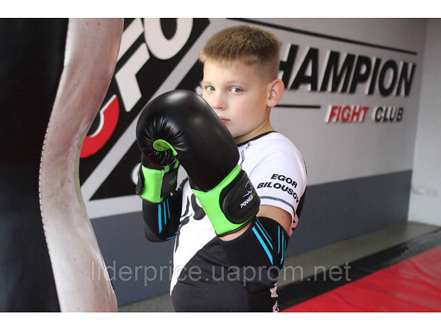 Боксерські рукавиці PowerPlay 3004 JR Classic Чорно-Зелені 6 унцій, Оригінал! - Фото 6