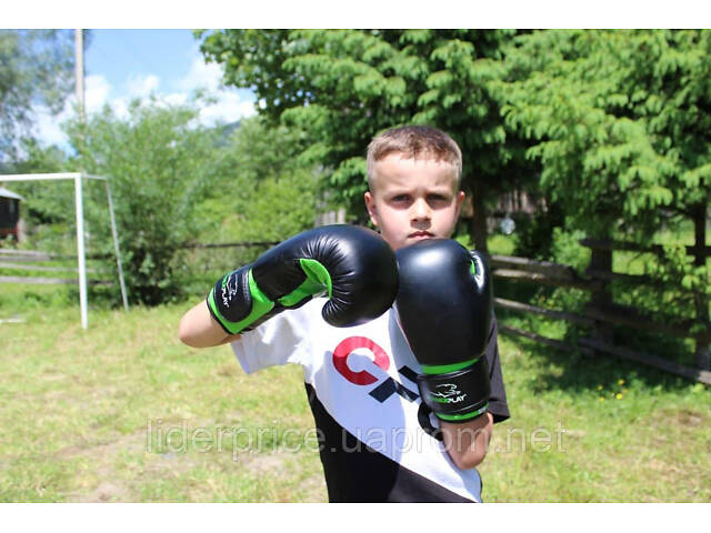 Боксерські рукавиці PowerPlay 3004 JR Classic Чорно-Зелені 6 унцій, Оригінал! - Фото 8