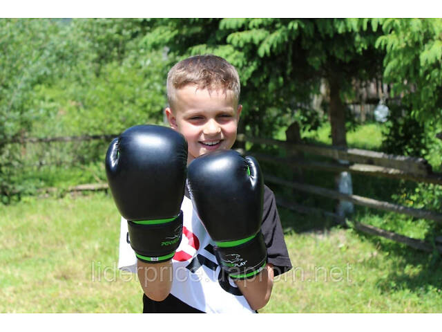 Боксерські рукавиці PowerPlay 3004 JR Classic Чорно-Зелені 6 унцій, Оригінал! - Фото 9