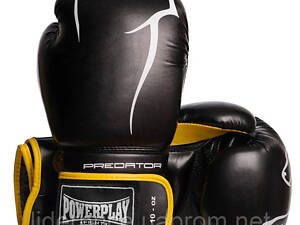 Боксерські рукавиці PowerPlay 3018 Jaguar Чорно-Жовті 14 унцій, Оригінал!