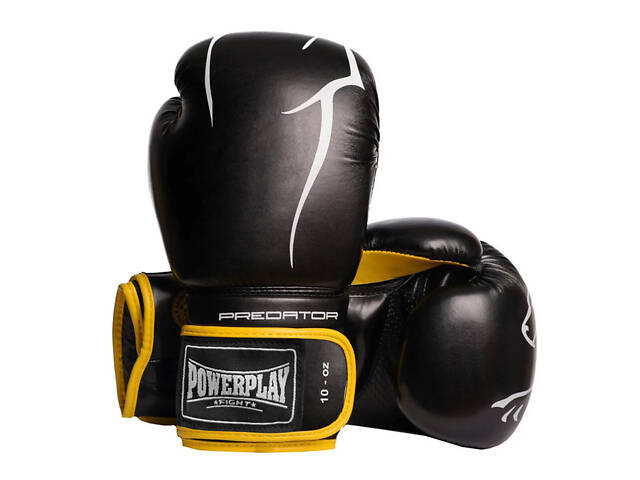 Боксерські рукавиці PowerPlay 3018 Jaguar Чорно-Жовті 10 унцій - Фото 7