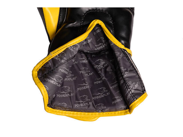 Боксерські рукавиці PowerPlay 3018 Jaguar Чорно-Жовті 12 унцій - Фото 7