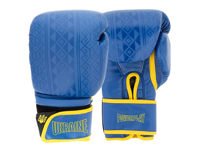 Боксерські рукавиці PowerPlay 3021 Ukraine Синьо-Жовті 8 унцій - Фото 1