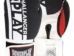 Боксерські рукавиці PowerPlay 3086 Matt Challenger Чорно-Білі 16 унцій, Оригінал!