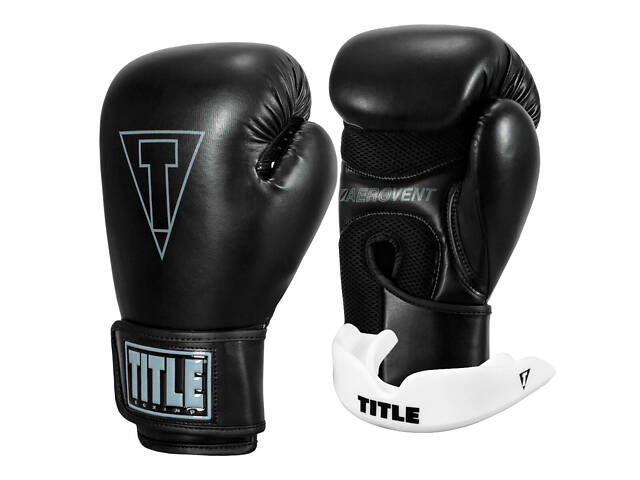Боксерські рукавиці TITLE Boxing Vegan Gloves Black 12 oz (капа в комплекті) - Фото 1